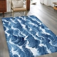 thumbnail image 3 of Ocean Waves Washable Area Rugs 2.7'x5', Nautical Blue Sea Water Nature Scenery Low Pile Throw Living Room Rug Non-Slip Sturdy Edge Binding Carpet for Indoor Entryway Bedside Kitchen, 3 of 9