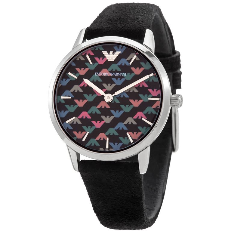 Armani Quartz Black Eagle Pattern Dial Ladies Watch AR11261