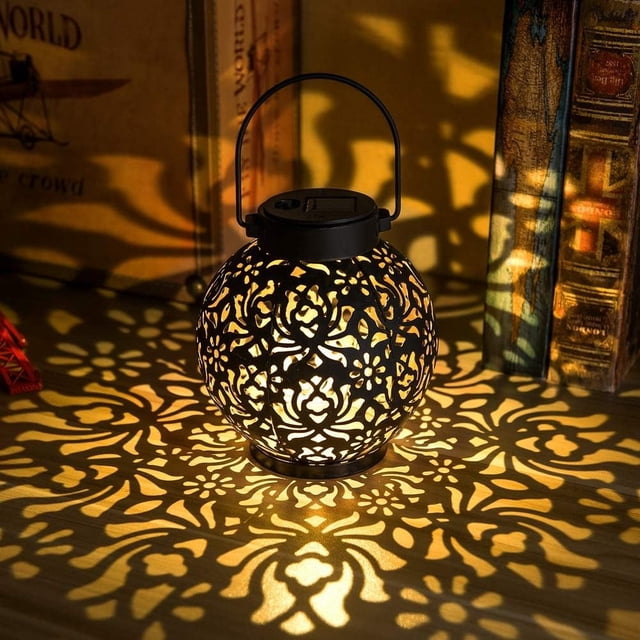Paquete de 2 luces solares colgantes para exteriores, luz decorativa de Navidad para jardín, Patio, césped y mesa