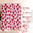 thumbnail image 4 of jafea Watercolor Heart Valentines Shower Curtain, Valentines Day Coquette Decor Pink Bathroom Curtain Set - 72x72 Inch Waterproof Polyester Fabric with Hooks, 4 of 4