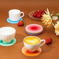 thumbnail image 4 of 8 Pieces Colorful Acrylic Coaster 3.9 Inches Cute Coasters Round Heat Resistant Holder Anti Slip Table Coasters Aesthetic Coasters for Coffee Table Home Decor Gift, 4 of 5