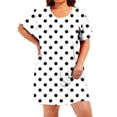thumbnail image 3 of ZZwxWA Women's Plus Size Polka Dot Print Short Sleeve T Shirt Dress Casual Crewneck Mini Tunic Dress Beach Party Dresses, 3 of 6