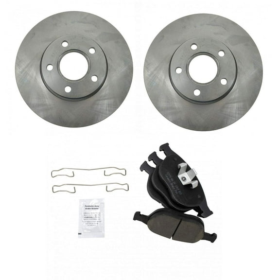 TRQ Front Brake Pad & Rotor Kit Brake Pads Brake Rotor Ceramic Fits Select 2010-2013 Ford Transit Connect