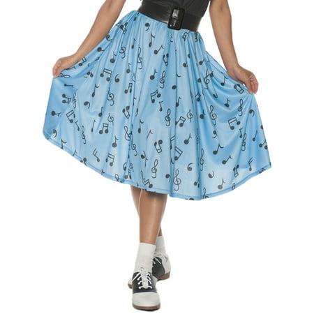 Adult Womens 1950's Blue Musical Note Skirt Halloween Costume