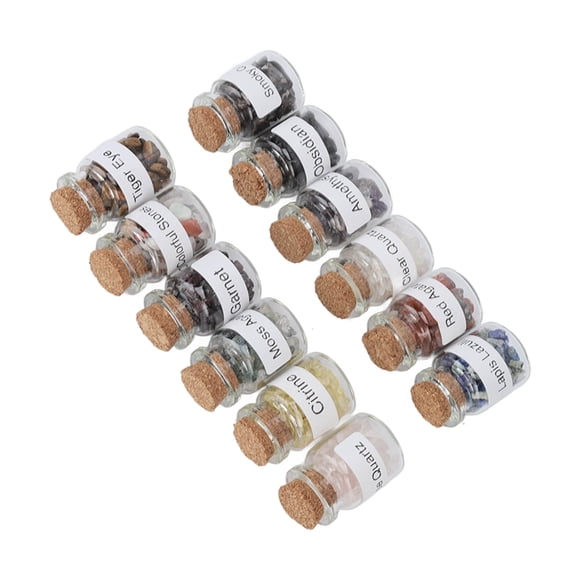 Bouteilles de guérison souhaitant une bouteille, une copeau de pierre cristalline multicolore ensemble naturel Exquis 12pcs pour le Reiki pour le chakra