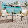 thumbnail image 1 of Qinaqin 3 Piece Outdoor Patio Furniture Set All cm de Anchoeather Rattan Bistro con Vidrio Top Side Mesa Cushions All- Balcony para Porch Backyard Lawn, 1 of 7