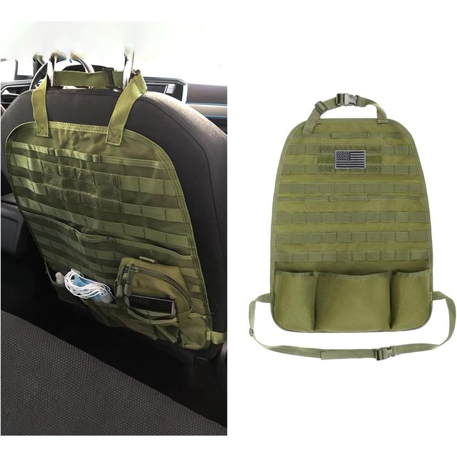 Car Seat Back Organizer, Backseat Storage Organizer, Auto Seat Back Cover Protector, Universal Car Accessories, Green
