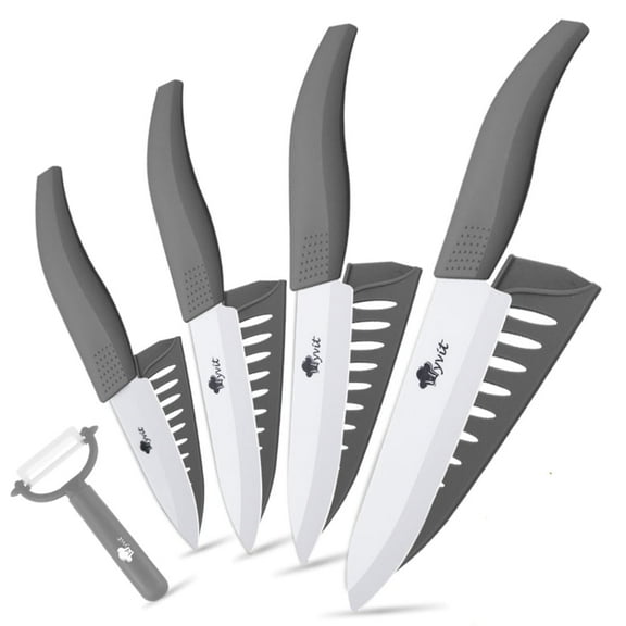 Myvit Kitchen Knives Set of 4 with Ceramic Peeler, Rustproof Blade Knife 6 Inch Chef Knife, 5inch Utility Knife, 4inch Slicing Knife and 3inch Paring Knife