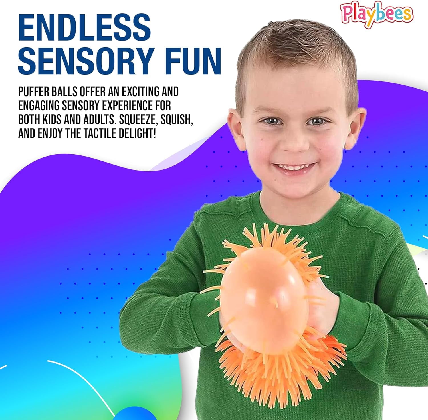 Playbees Soft Spiky Puffer Balls - 12-Pack - 5.5 Inch Sensory Stress Relief Toy - Assorted Colors - Kids and Adults - Fun Fidget Game