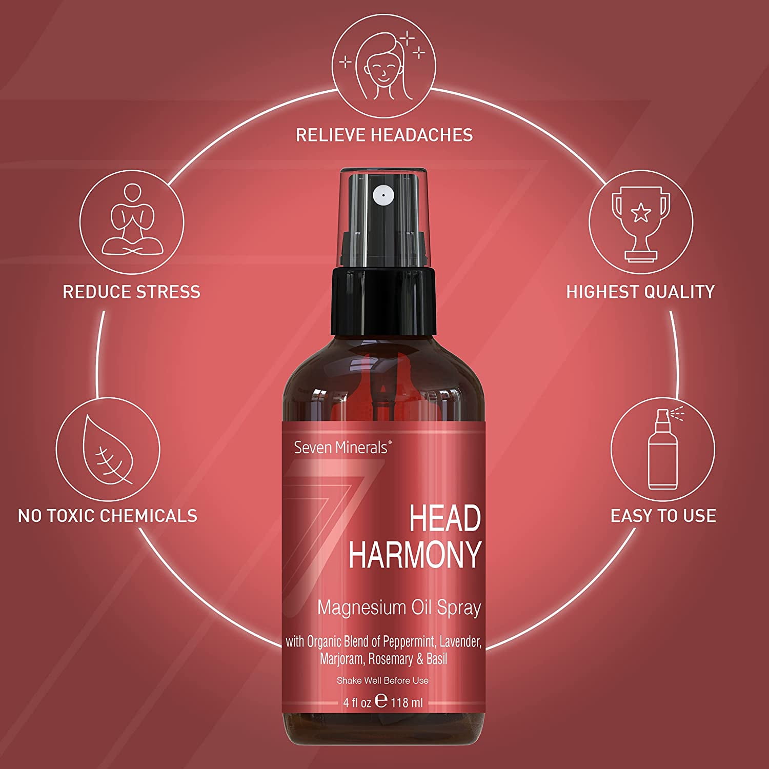 Migraine Relief Spray - Magnesium Oil Blend with Essential Oils - by Seven Minerals