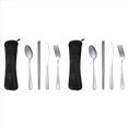 thumbnail image 1 of Juego de 8 Piezas de Vajilla Portátil de Acero Inoxidable, Cuchara, Tenedor, Cuchillo para Carne, Cubiertos de Viaje, Vajilla con Bolsa Negra, 1 of 4
