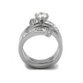 thumbnail image 4 of Women's Round Cut Silver Stainless Steel AAA Cz Wedding Ring Band Set Size 10, 4 of 6