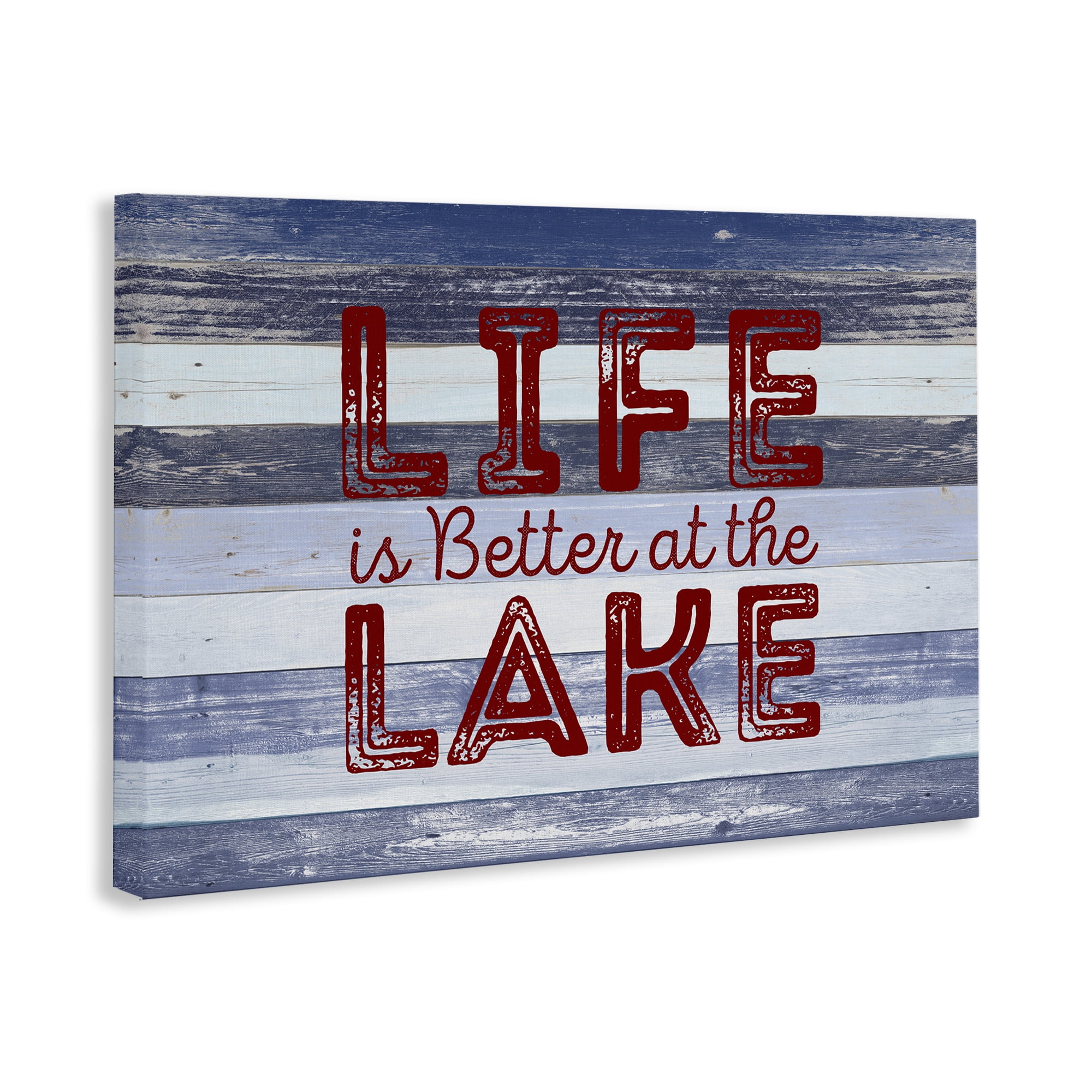 Stupell Industries Life At Lake Striped Coastal Painting Gallery Wrapped Canvas Art Print Wall Art, 45 x 30