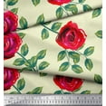 thumbnail image 2 of Soimoi Yellow polyester Crepe Fabric Leaves & Rose Floral Printed Fabric 1 Yard 52 Inch Wide, 2 of 3