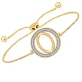 thumbnail image 2 of CARATS FOR YOU Round Cut Natural Diamond Initial "O" Alphabet Letter Name Adjustable Bolo Bracelet Personalized Gifts for Women In 14K Yellow Gold Over Sterling Silver (0.20 Cttw), 2 of 6
