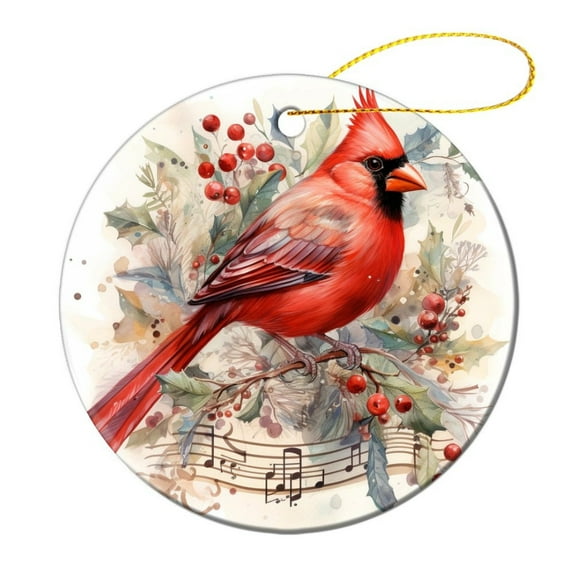 Christmas Cardinal With Branches On The Music Sheet Christmas Ornament Vintage Birds Christmas Ornament Keepsake Holiday Ornament for Home Christmas Tree Decor Holiday Present