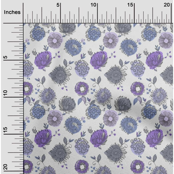 oneOone Viscose Chiffon Amethyst Fabric Flower Artistic Sewing Material Print Fabric By The Yard 42 Inch Wide