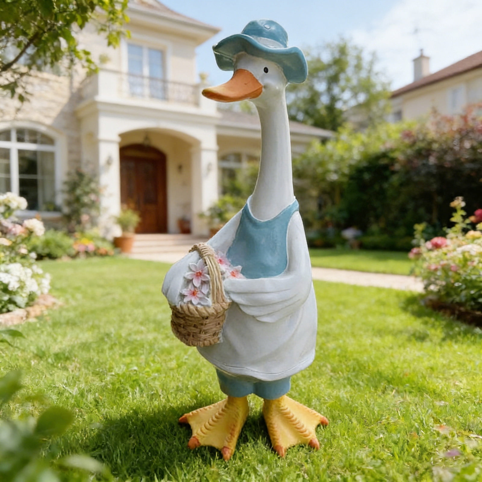 Goose Outdoor Lawn and Garden Statue, Goose Decor for Garden Sculptures 12" for Patio, Balcony, or Front Porch Decor