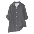 thumbnail image 4 of Gray Womens Blouses Loose Shirt Top Stand Solid Color Long Sleeve Lapel Collar Casual Women's Shirt Women's Shirt Ladies Tops and Blouses, 4 of 4