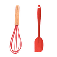 thumbnail image 1 of Juego de mini utensilios de cocina de 2 piezas: utensilios de cocina de silicona con mangos de madera, 1 of 5