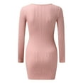 thumbnail image 2 of Women'S Furry Crewneck Oversized Loose Long Pullover Sweater Dress Casual Dresses For Women Pink,S, 2 of 5