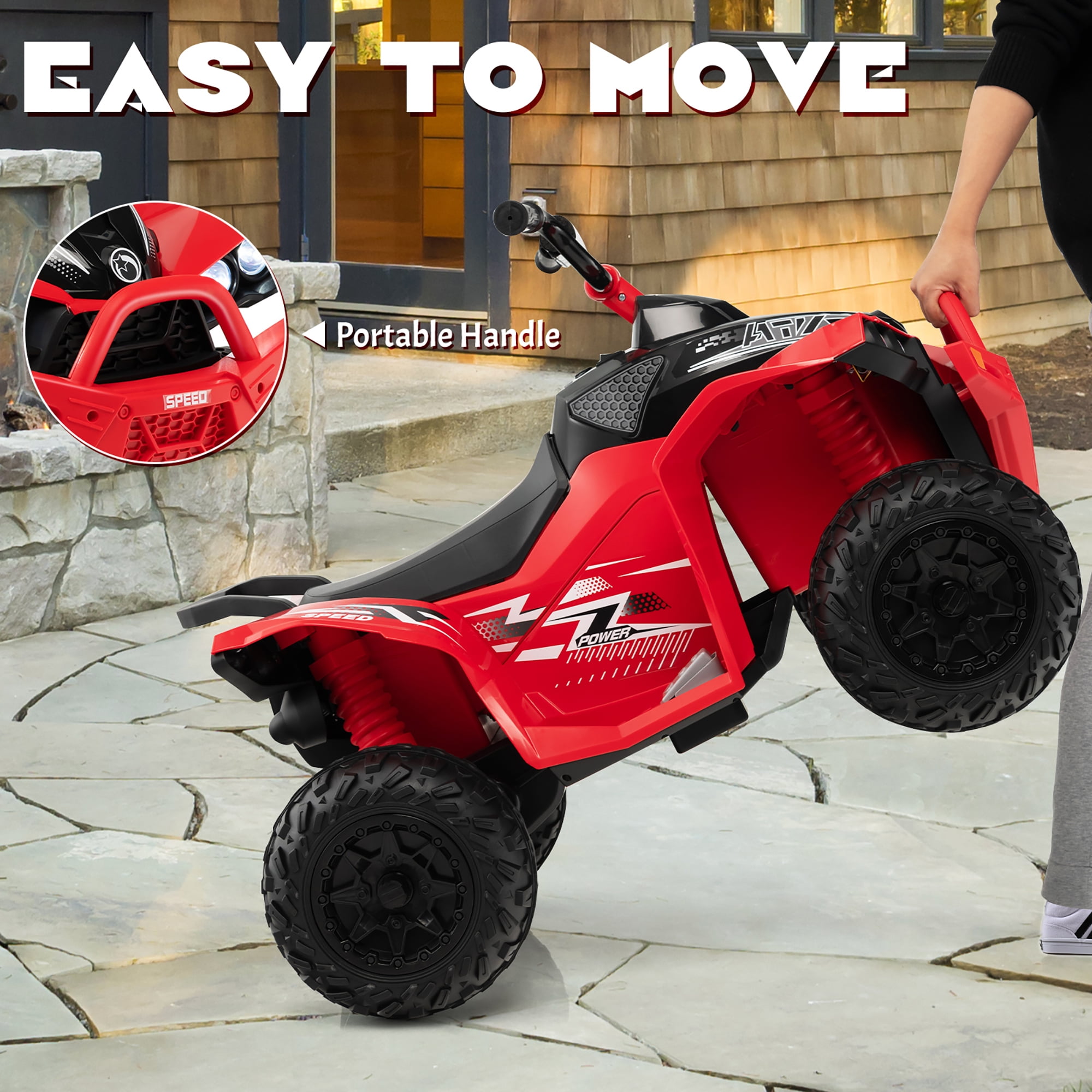 Costway 12V Battery Powered Kids Ride On ATV Electric 4-Wheeler Quad Car with  MP3 & Light Red