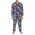 thumbnail image 3 of Cauagu colorful Polka dot bow Print Men's Long-Sleeve Pajama Set,Soft Button-Front 2Pjs for Men Long Sleeve Men’s Sleepwear-Small, 3 of 7