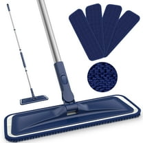 MYSPRI Microfiber Wet Flat Mops for Floors Cleaning, Dust Dry Mop for Hardwood, 4 Reusable Washable Chenille Pads and Mop Pads Brush