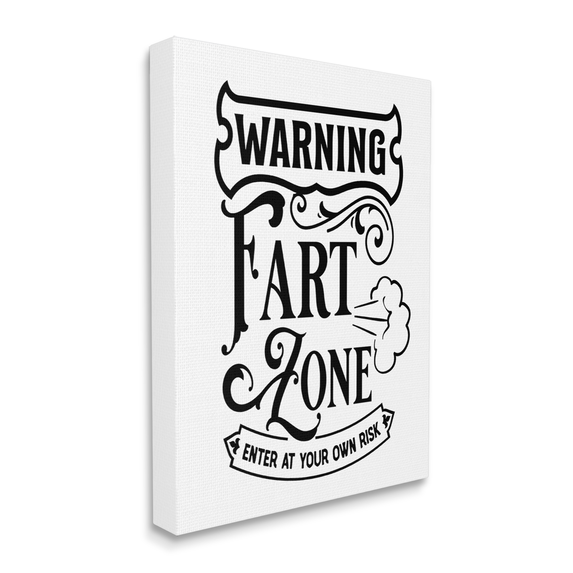 Stupell Industries Warning Fart Zone Funny Bathroom Vintage Style Graphic Art Gallery Wrapped Canvas Print Wall Art, Design by Lettered and Lined