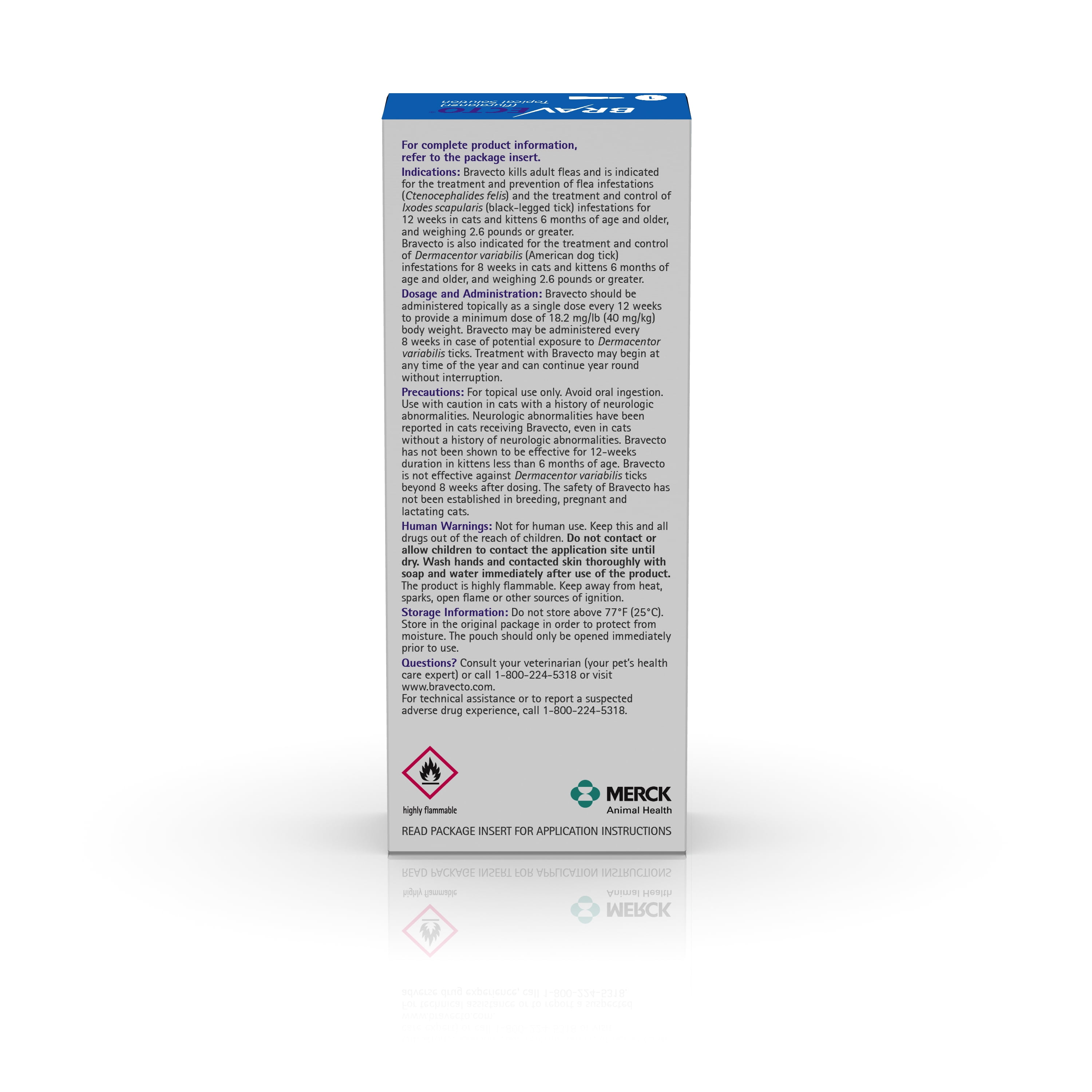 Bravecto Feline Flea and Tick Topical Solution, 6.2-13 lbs, (Blue Box)