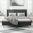 thumbnail image 3 of alazyhome Queen Size Upholstered Platform Bed Frame, Easy Assemble, Dark Grey, 3 of 7