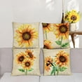 thumbnail image 4 of Set of 4 Sunflower Decorative Throw Pillow Covers 12x12 Inch Plant Pillow Covers Linen Square Pillow Cases Summer Flower Outdoor Sofa Couch Home Bed Decor Cushion Covers (12 by 12), 4 of 6