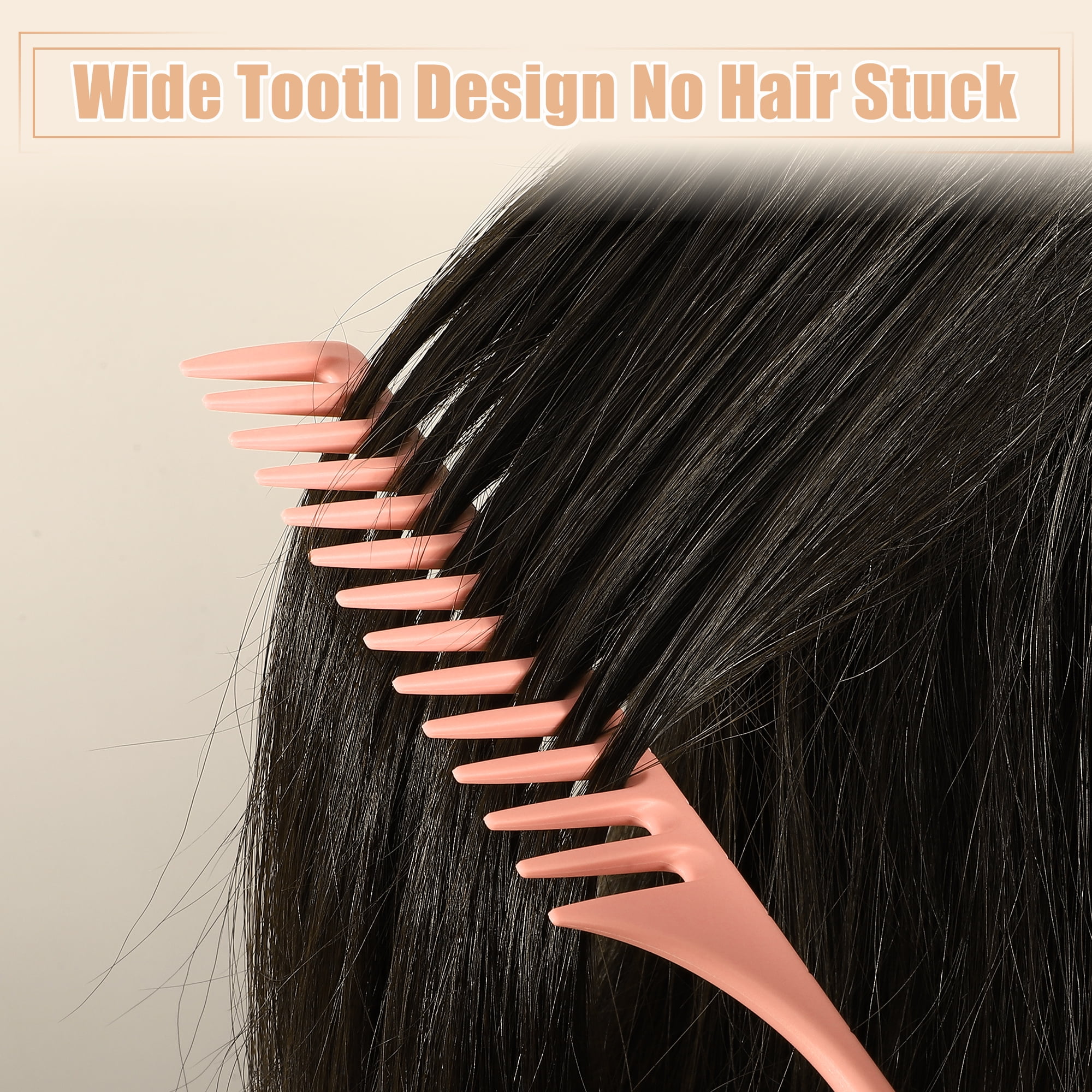 Unique Bargains Wide Tooth Rat Tail Comb Plastic for Wet Curly Hair for Women Men Orange