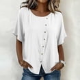thumbnail image 6 of GUACER Women's Button-Down Tops Short Sleeve Casual Blouse Cotton Linen Trendy Loose Fit Shirts, 6 of 9