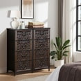 thumbnail image 6 of Farmhouse Dresser for Bedroom with 4 Storage Drawers Wooden Floral Patterns Swirling Vines Symmetry Curved Lines Intricate Dressers Chest of Drawers Fabric Closet Organizers for Entryway, 6 of 7