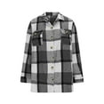 thumbnail image 3 of Light Jackets For Women Sevevn Womens Flannel Plaid Shacket Jacket Button Down Tartan Trench with Pocket Long Sleeve Cropped Fashion Coat, 3 of 5