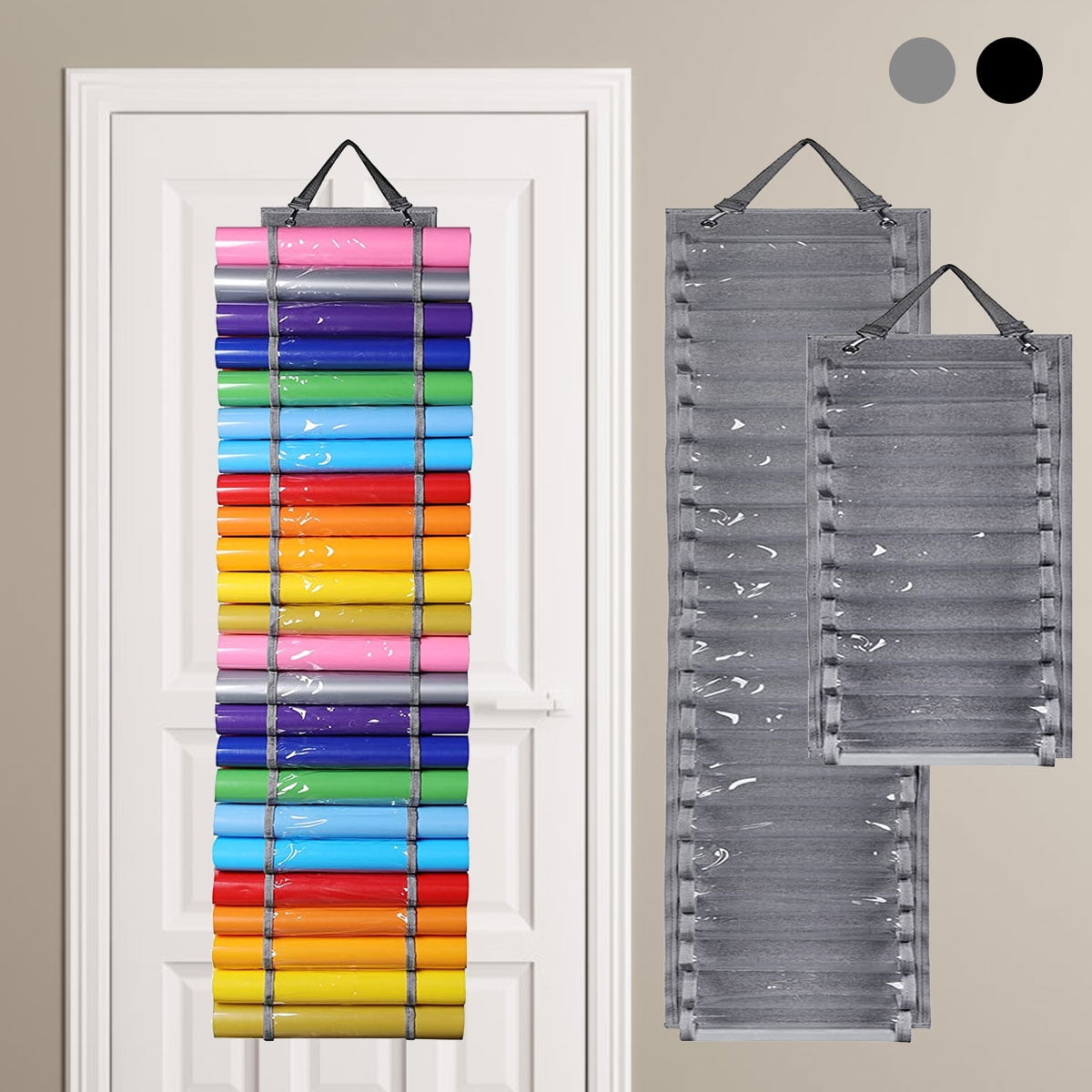 Wall Mount Available 24 PCS Vinyl Storage Rack Clear Vinyl Roll Storage Organizer Store Up to 40 Rolls for Craft Room 