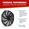 thumbnail image 3 of A-Team Performance - Ventilador de refrigeración de radiador eléctrico de 16 pulgadas con 10 aspas anchas curvadas en S - Kit de termostato 3000 CFM reversible de empuje o tracción con kit de montaje, 3 of 5