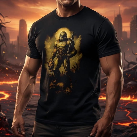 Doom Slayer T-Shirt | Classic Heavy Metal Game Art