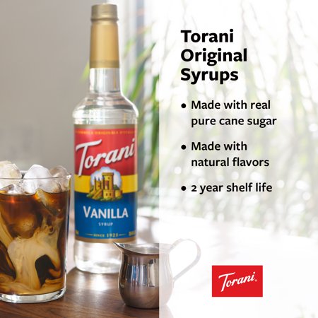 TORANI CANE SUGAR SWEETENER FLAVORING SYRUP, COFFEE FLAVORING, DRINK MIX, 12.7 OZ