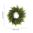 thumbnail image 3 of 15.7 Inch Real Touch Christmas Wreath, Lush Cedar Winter Wreath for Front Door with Red Berries, Large Indoor Outdoor Xmas Decor for Windows, Walls, and Home Holiday Decorations, 3 of 6