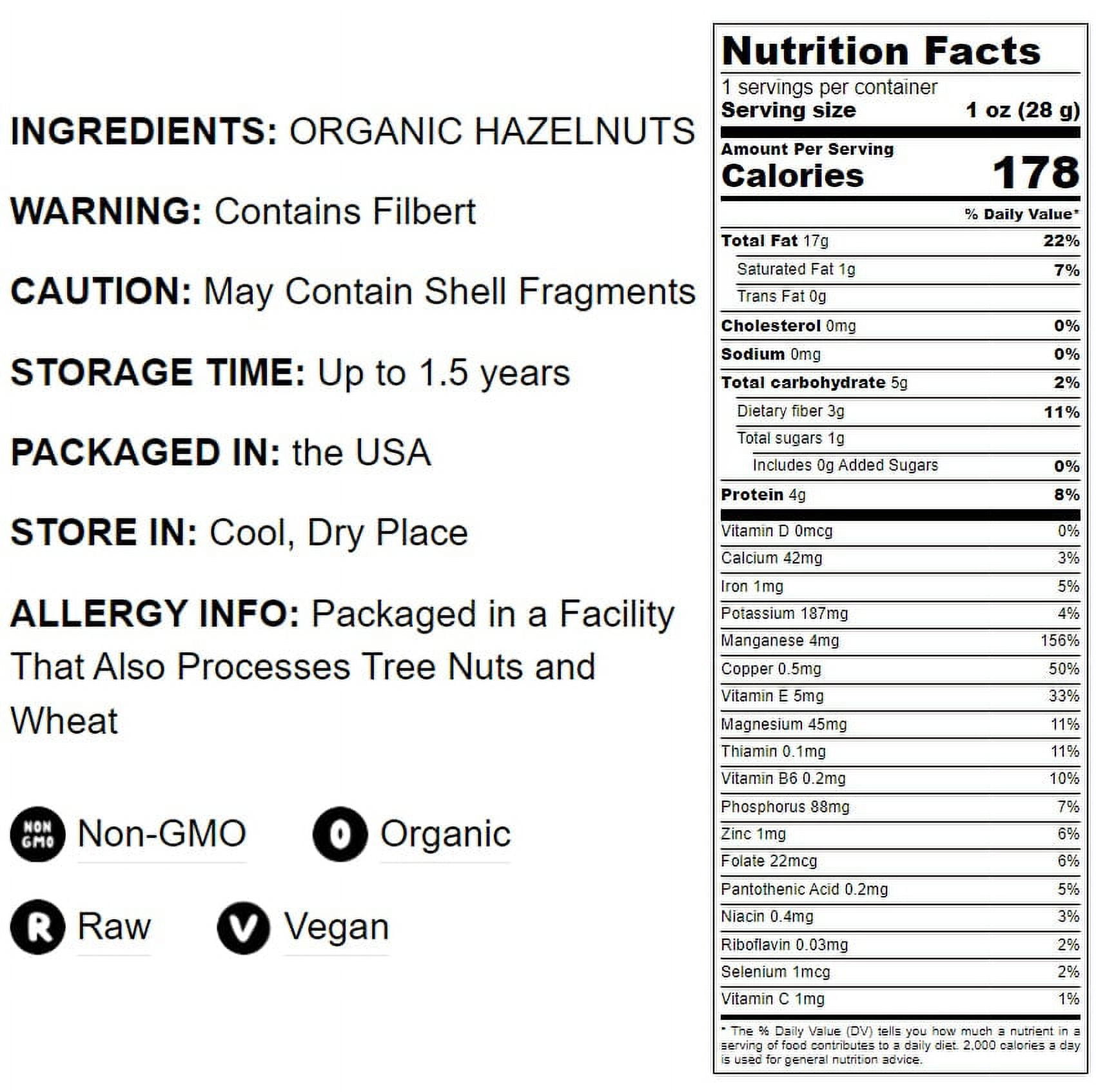 Organic Blanched Hazelnuts, 16 Pounds — Non-GMO, Vegan, Raw, Kosher— by Food to Live