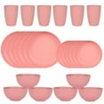 thumbnail image 1 of Nvzi 24pcs Wheat Straw Dinnerware Set,Plates and Bowls Set,Camping Dish Set for 6, Plastic Dinnerware Set,Dishwasher Safe Dinnerware Set,Pink, 1 of 5