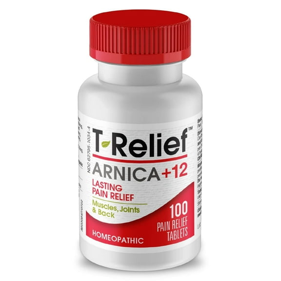 MediNatura T-Relief Arnica  12 Natural Relieving Actives for Back Joint Soreness Muscle Aches & Stiffness Whole Body Fast-Acting Relief for Women & Men - 100 Tablets
