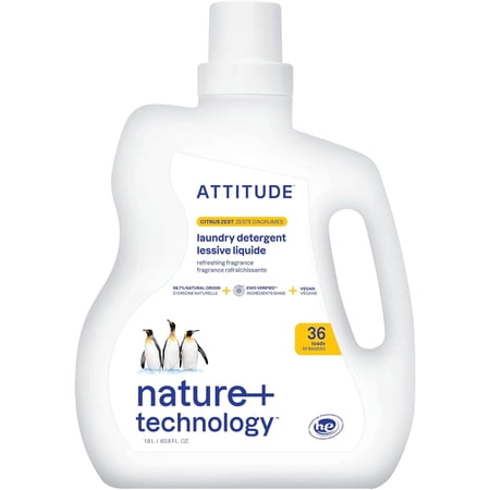 Liquid Laundry Detergent, EWG Verified, HE Compatible, Plant-Based & Vegan, Natural Laundry Soap, Citrus Zest Scent, 60.8 Fl Oz