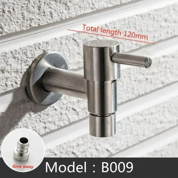 304 Stainless Steel Wall Mounted Garden Faucet, Bibcock Brushed for Outdoors, Garden Sink, Scrub, Extended Faucet