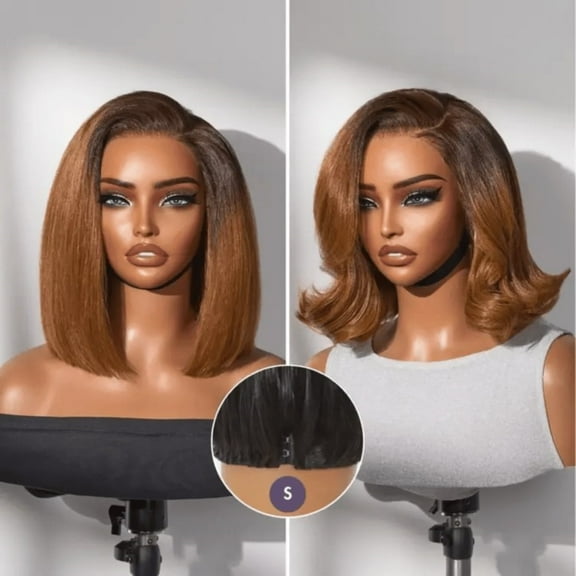 LUVME 10" All-Day Comfort Wig Ombre Ginger Blunt Cut Bob Glueless Minimalist HD Lace Wig Pre-Cut Lace for Women