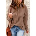 thumbnail image 3 of POGLIP Women's Brown Cowl Neck Drop Shoulder Sweatshirt, 3 of 6