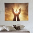 thumbnail image 4 of GOSMITH Jesus Christ Tapestry Jesus Hands Prayer Cross in Hands Wall Handing Backdrop Home Decor for Bedroom Living Room Birthday Party, 4 of 7