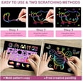 thumbnail image 2 of Scratch Paper Art for Kids,50 Pcs Rainbow Scratch Paper,Paper Sheets Kits for Crafts Supplies,Paper Boards for Party Games Easter Christmas Birthday Gift, 2 of 5